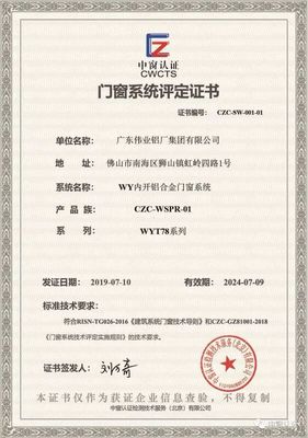 權威認證，品質卓越 | 廣東偉業集團系統門窗榮獲CZC中窗認證，彰顯專業承包實力